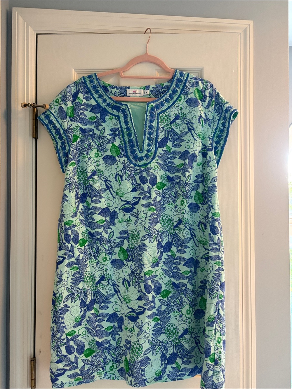 Vineyard Vines Blue and Green Floral Shift dress